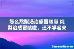 怎么熬梨汤治感冒咳嗽 炖梨治感冒咳嗽，还不学起来！