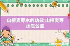 山楂麦芽水的功效 山楂麦芽水怎么煮