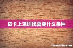 皮卡上深圳牌需要什么条件