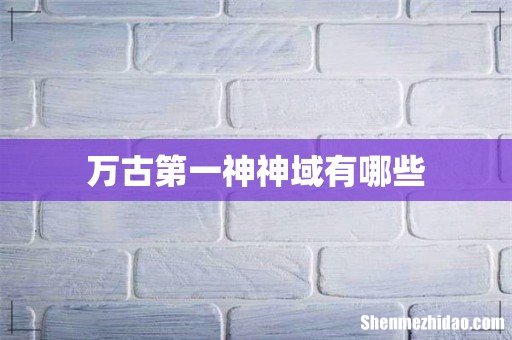 万古第一神神域有哪些