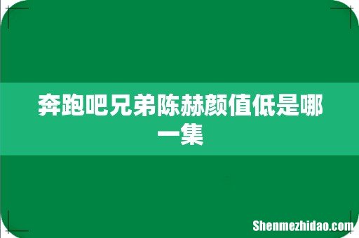 奔跑吧兄弟陈赫颜值低是哪一集