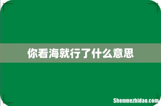 你看海就行了什么意思