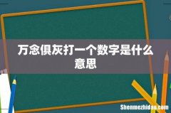 万念俱灰打一个数字是什么意思