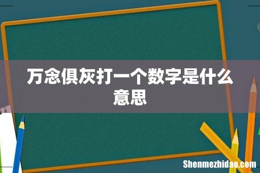 万念俱灰打一个数字是什么意思