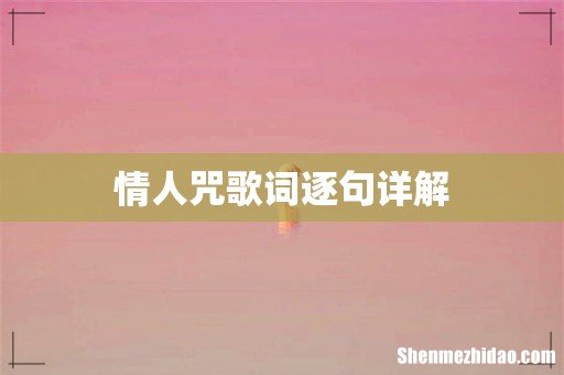 情人咒歌词逐句详解