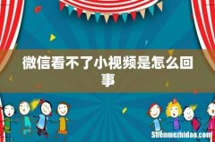微信看不了小视频是怎么回事