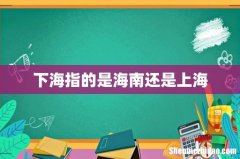 下海指的是海南还是上海
