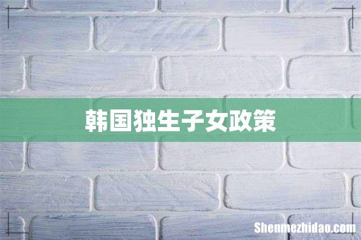 韩国独生子女政策