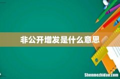 非公开增发是什么意思