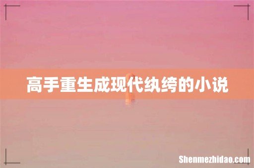 高手重生成现代纨绔的小说