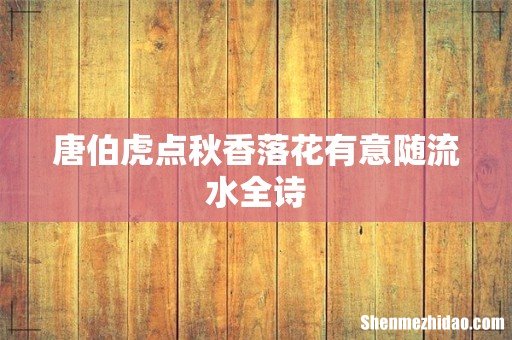 唐伯虎点秋香落花有意随流水全诗