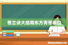 苍兰诀大结局东方青苍表白