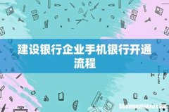 建设银行企业手机银行开通流程