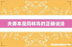 夫妻本是同林鸟的正确说法