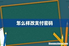怎么样改支付密码
