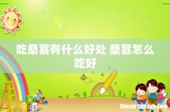 吃桑葚有什么好处 桑葚怎么吃好
