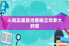 人间正道是沧桑杨立华多大的官