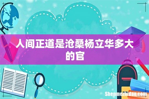 人间正道是沧桑杨立华多大的官