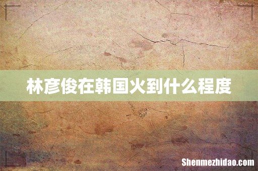 林彦俊在韩国火到什么程度