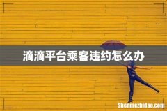 滴滴平台乘客违约怎么办