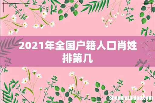 2021年全国户籍人口肖姓排第几