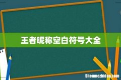 王者昵称空白符号大全