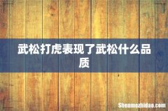 武松打虎表现了武松什么品质