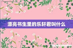 漂亮书生里的乐轩君叫什么