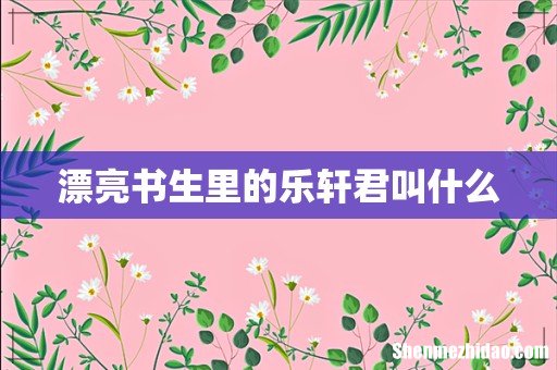 漂亮书生里的乐轩君叫什么
