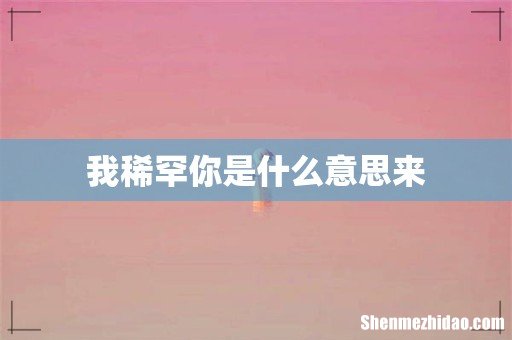 我稀罕你是什么意思来