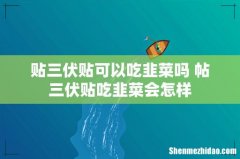 贴三伏贴可以吃韭菜吗 帖三伏贴吃韭菜会怎样