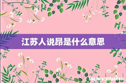 江苏人说昂是什么意思
