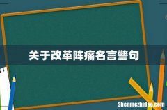 关于改革阵痛名言警句