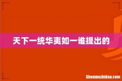 天下一统华夷如一谁提出的