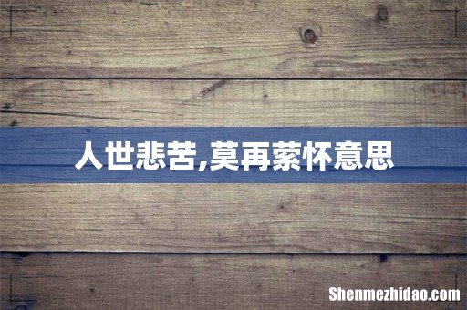 人世悲苦,莫再萦怀意思