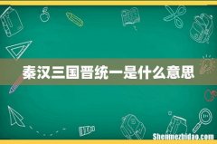 秦汉三国晋统一是什么意思