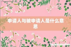 申请人与被申请人是什么意思