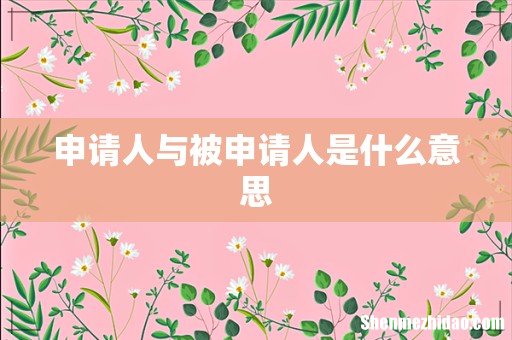 申请人与被申请人是什么意思