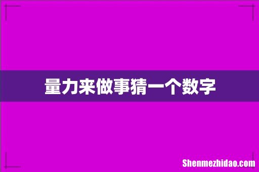 量力来做事猜一个数字
