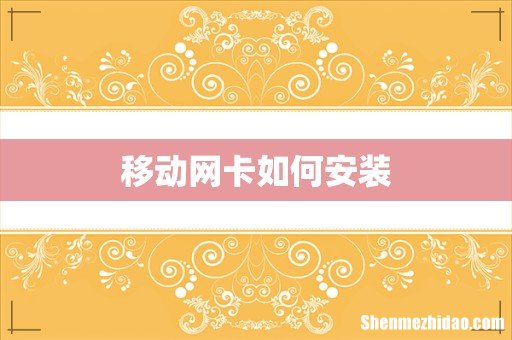 移动网卡如何安装