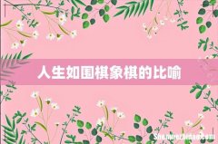 人生如围棋象棋的比喻