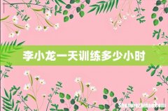李小龙一天训练多少小时