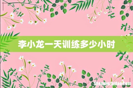 李小龙一天训练多少小时