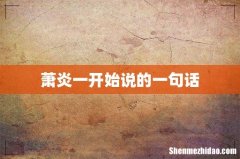 萧炎一开始说的一句话