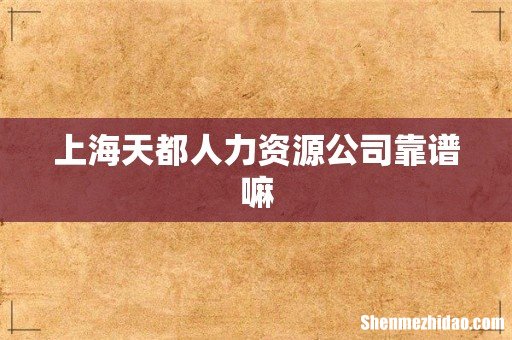 上海天都人力资源公司靠谱嘛