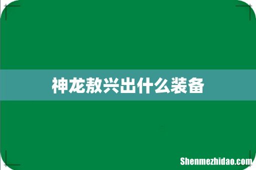 神龙敖兴出什么装备