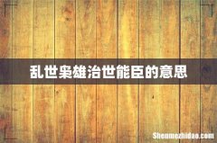 乱世枭雄治世能臣的意思