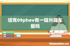 领克09phev有一键升降车窗吗