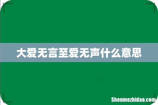 大爱无言至爱无声什么意思